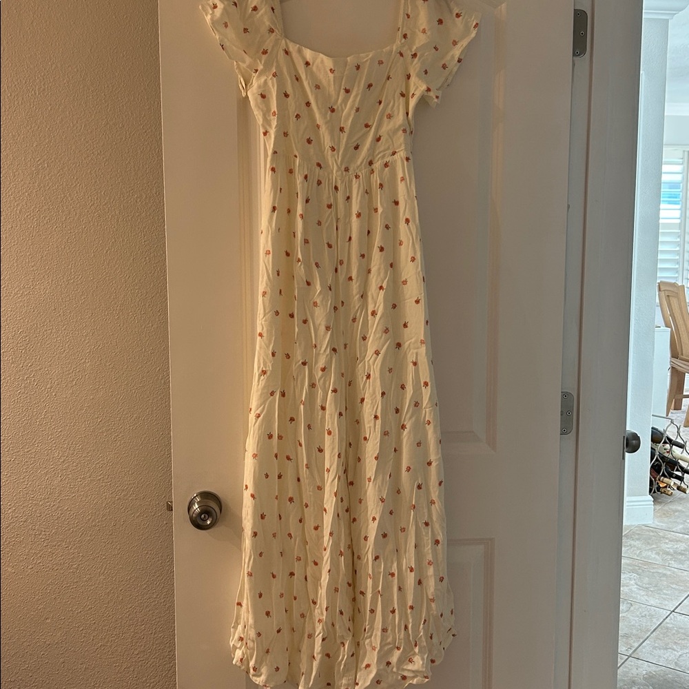 O'Neill Cream Wide leg pant suit with Red Floral Accents